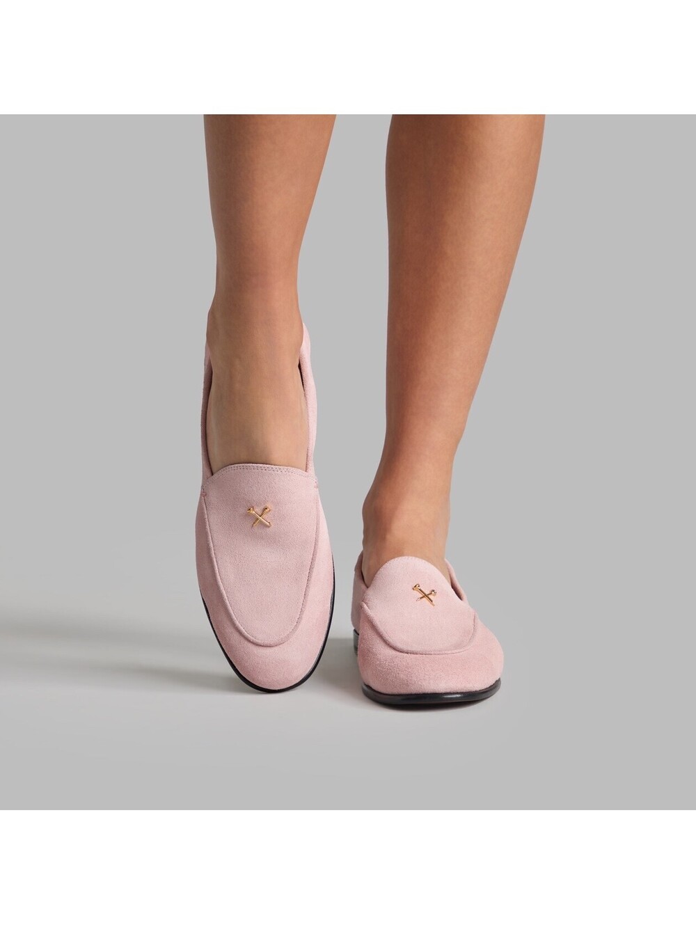 NIB GFORE Women's Size 8.5 Metal Tees Suede Flex Loafers Blush Free Shipping
